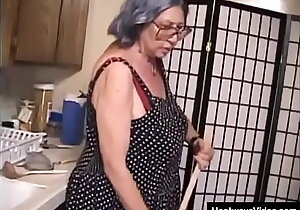 Gray-haired grandmother is shoddily screwing old