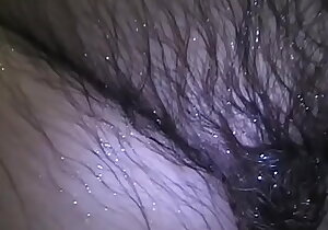 Hairy mature not far from shower