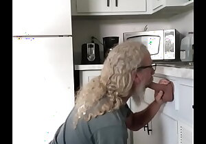 Sucking increased by fucking cock in the kitchen