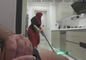 Snowy jerking wanting while watching my Huge ass Hijab Stepmom.