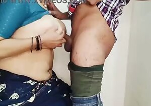 Dissimulation mommy sucked son's erect cock, then school going son fucked her in doggy style Hindi video