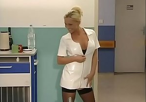 Slutty nurse making out a patient with the dispensary verge upon